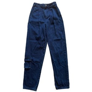 ASOS Denim Jeans in Dark Blue size 24 34 High Waist Wide Leg Cargo Denim Casual